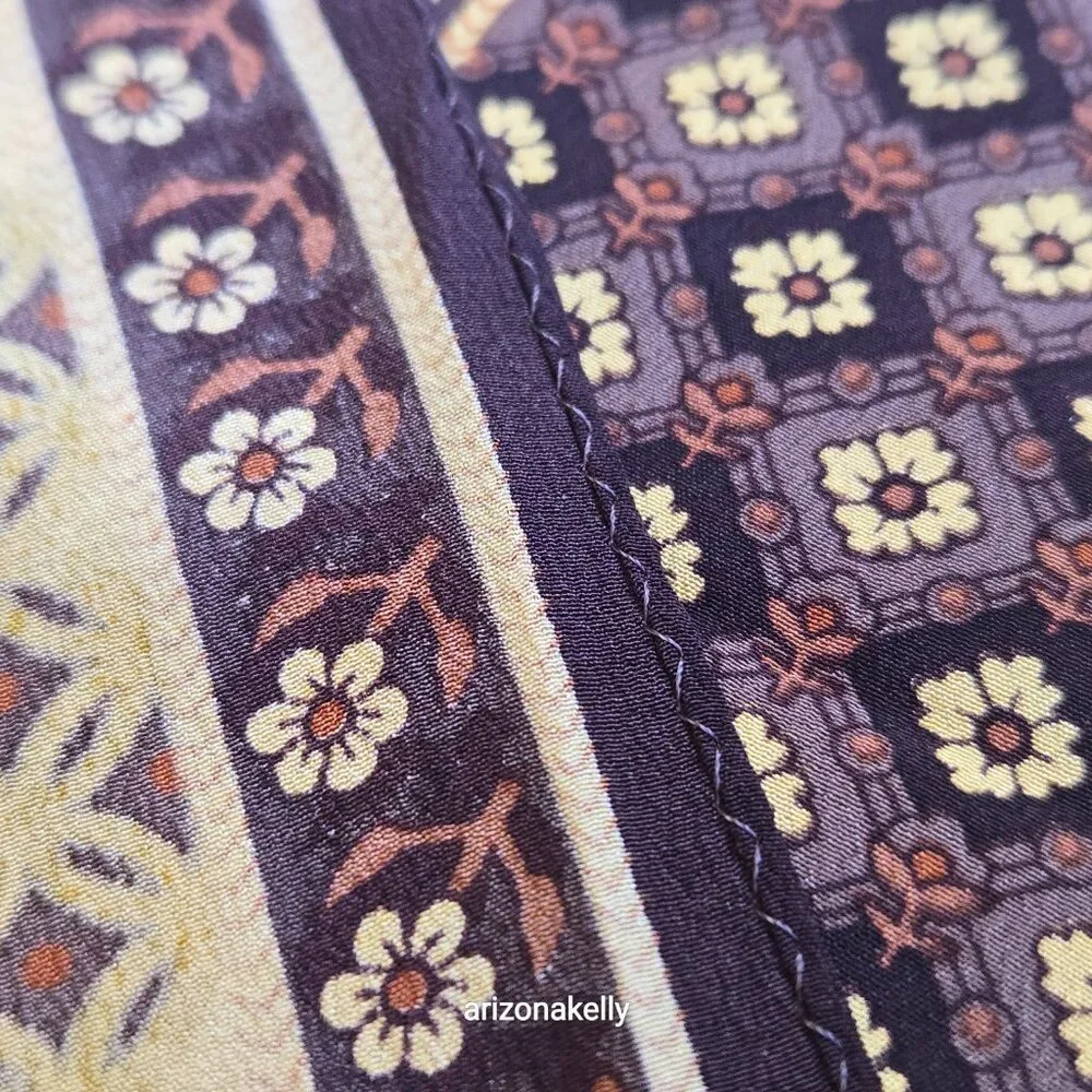 Unused Oscar de la Renta Silk Oblong Scarf Yellow Brown Flowers - Picture 5 of 15